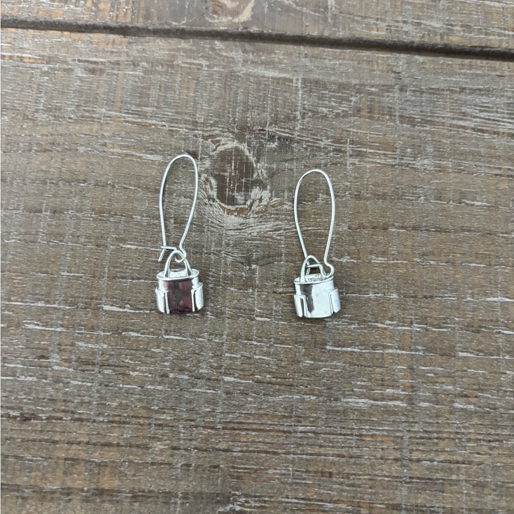 Silver And Red Dangle Earrings